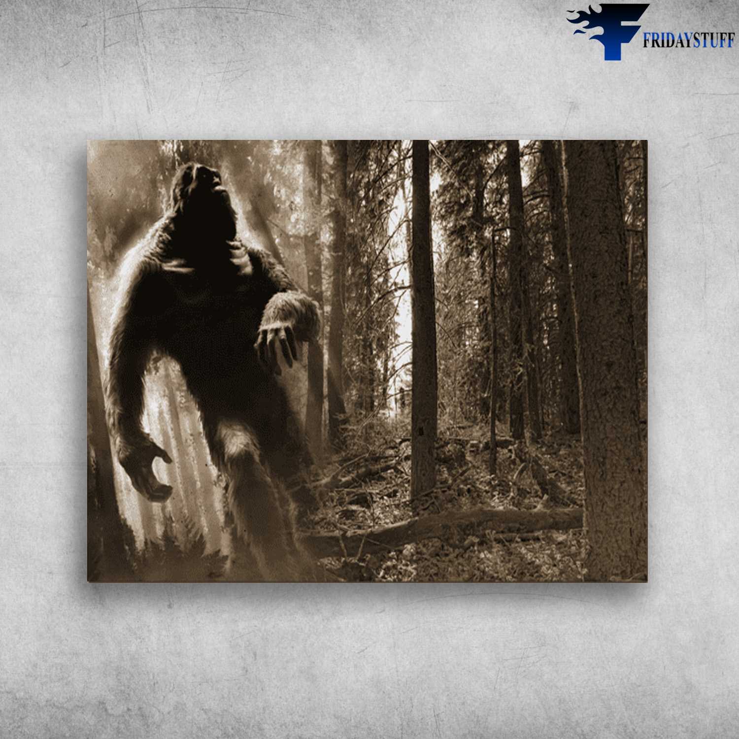 Bigfoot Poster, Bigfoot In The Forest, Wall Poster Decor