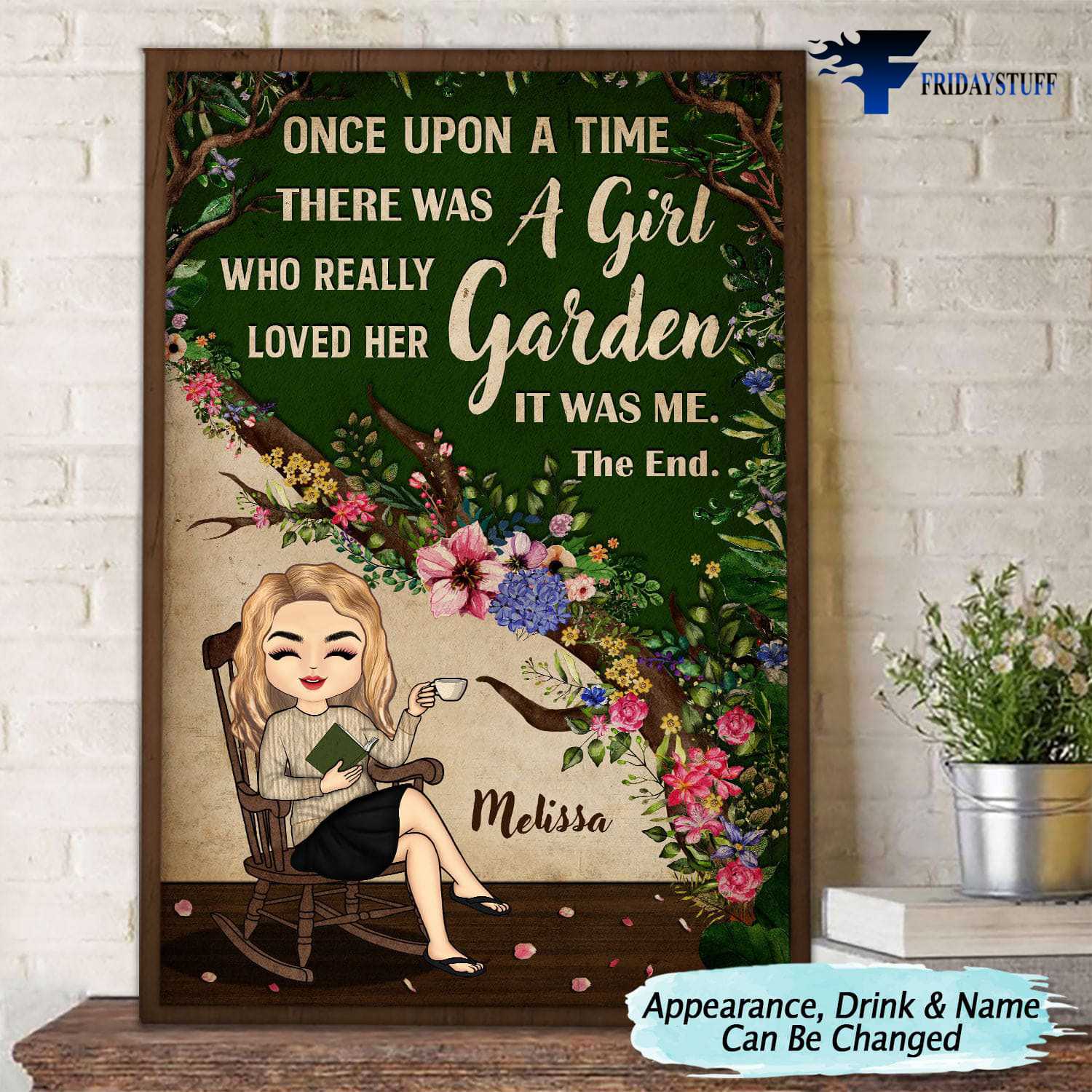 Book And Tea, Wall Decor Poster, Once Upon A Time, There Was A Girl, Who Really Loved Her Garen, It Was Me, The End