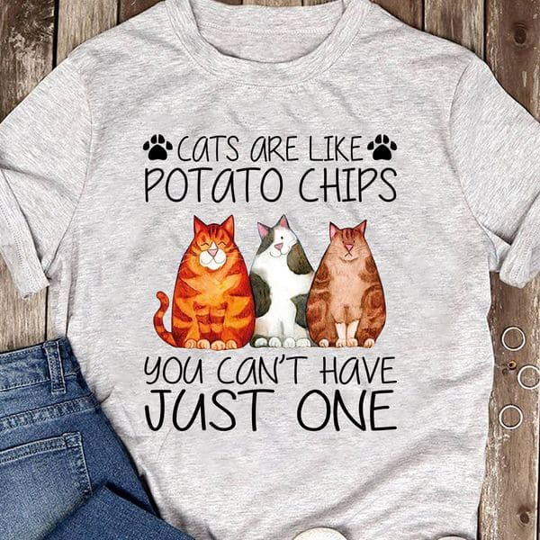 Cats are like potato chips, Cat and potato chips, Funny T-shirt 