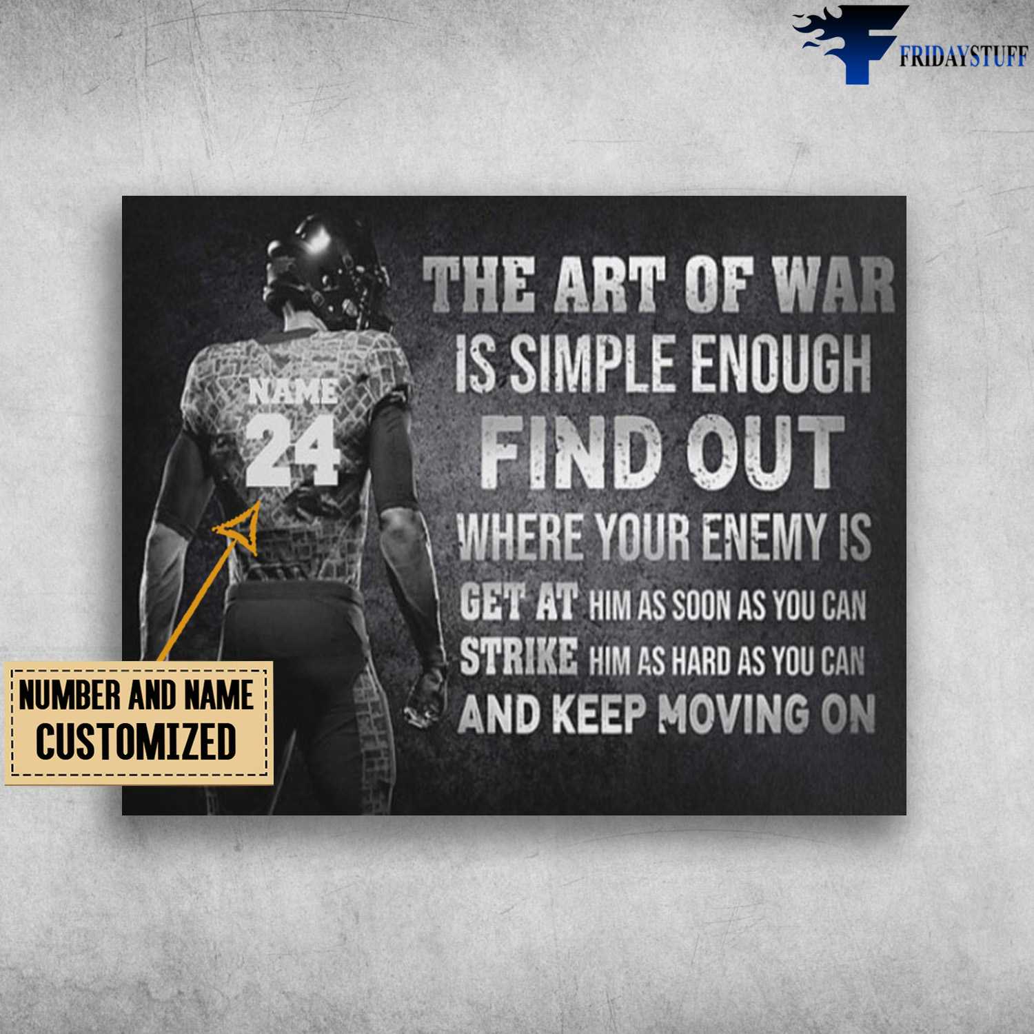 Football Man, Football Poster, The Art Of War, Is Simple Enough Find Out, Where Your Enemy Is, Get At Him As Soon As You Can, Strike Him As Hard You Can, And Keep Moving On