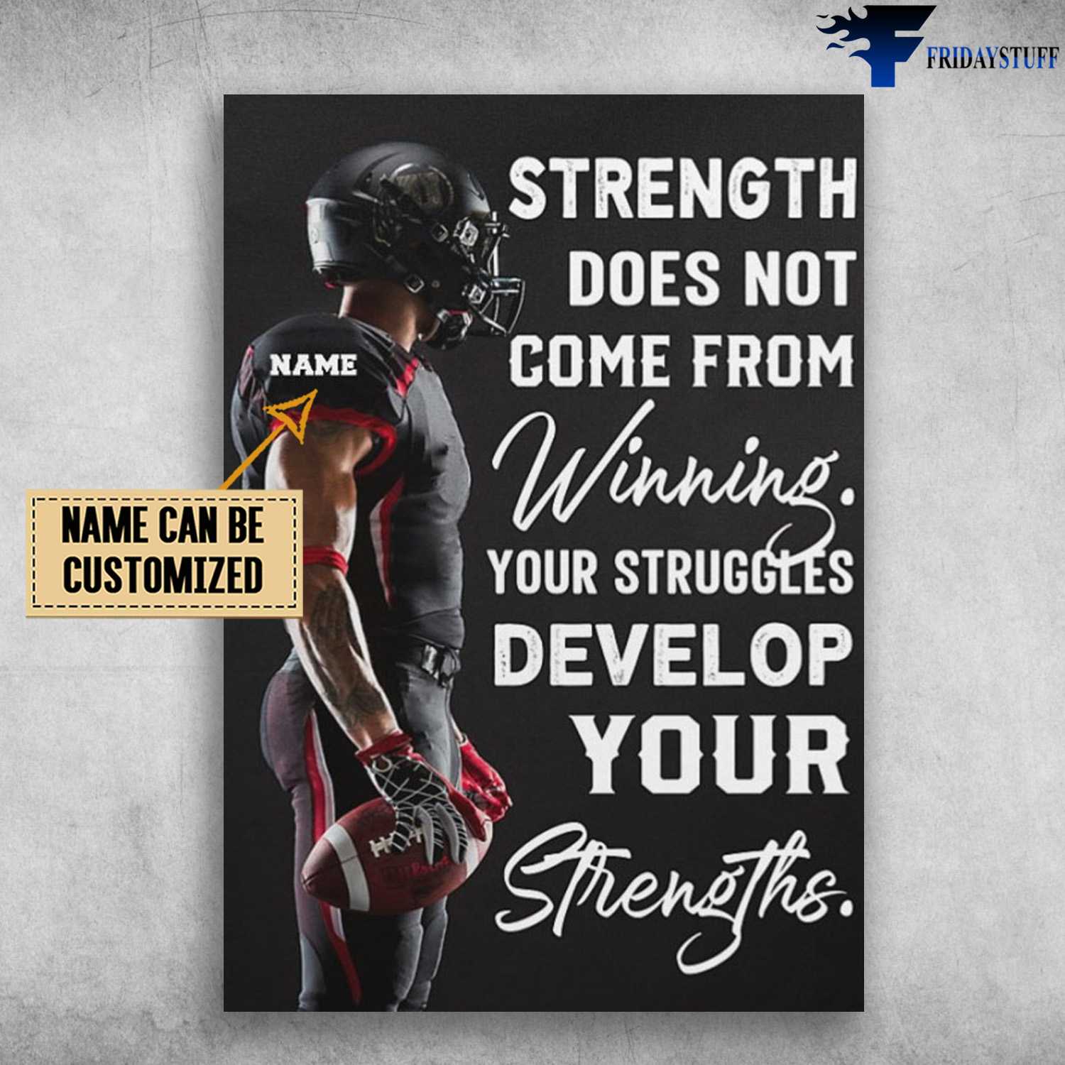 Football Player, Football Poster, Strength Does Not Come From Winning, Your Struggles Develop You Strengths