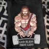 God bless these gains - Muscle Jesus, Jesus and weight lifting