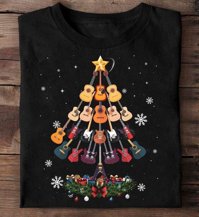 Guitar Christmas tree - Gift for guitarist, Merry christmas T-shirt
