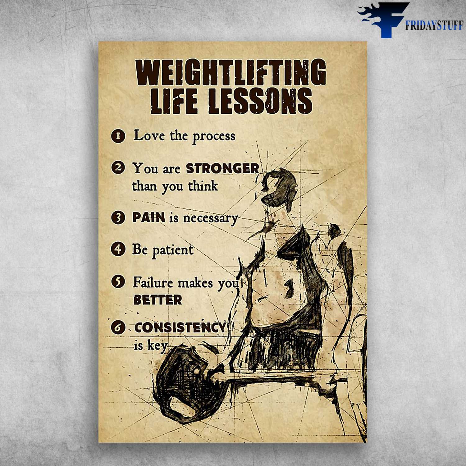 Personalize Gym Life Lessons Poster Print Fitness Lover Boys Men