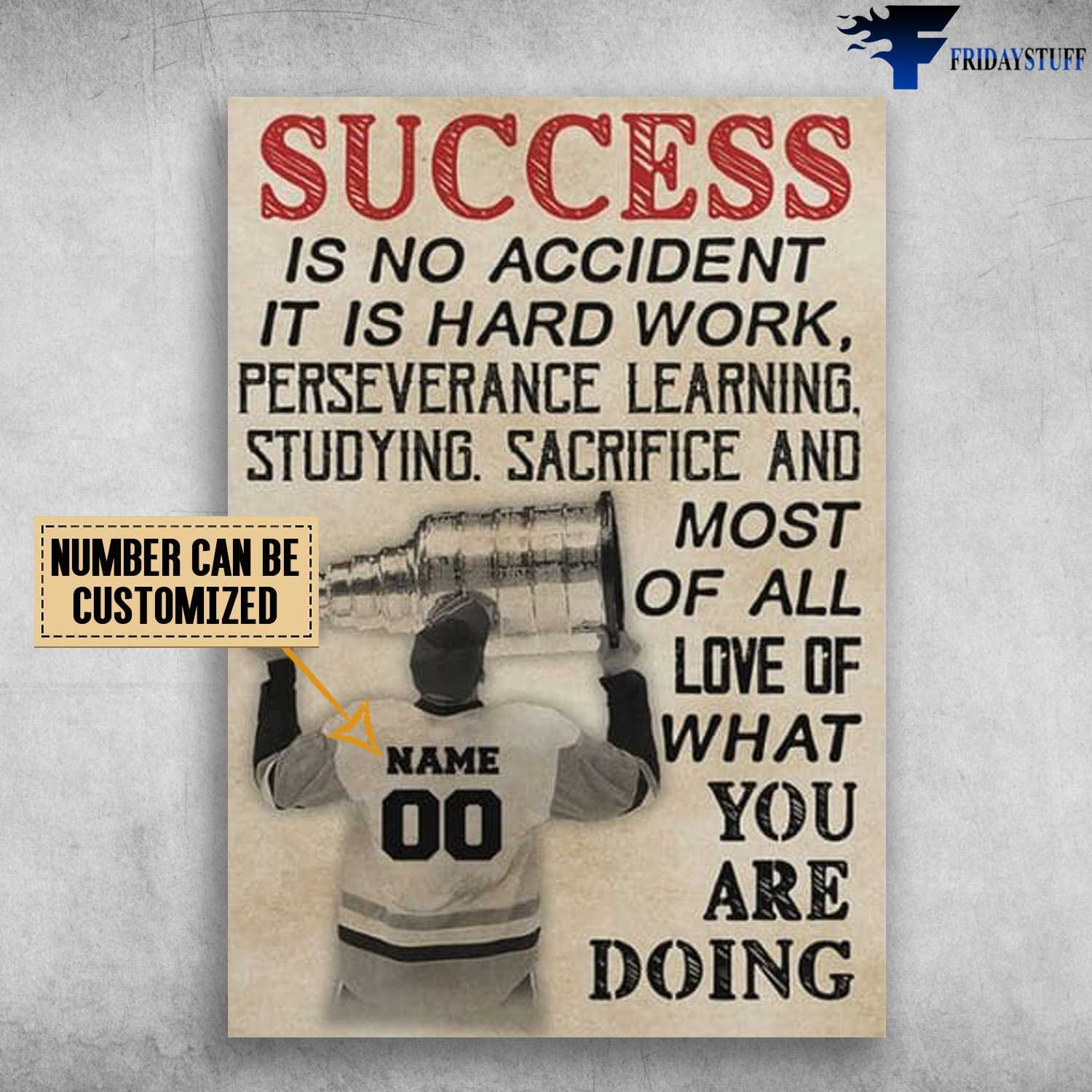 Hockey Poster, Hockey Lover, Success Is Not Accident, It Is Hard Work, Perseverance Learning, Studying, Sacrifice, And Most Of All Love Of What You Are Doing