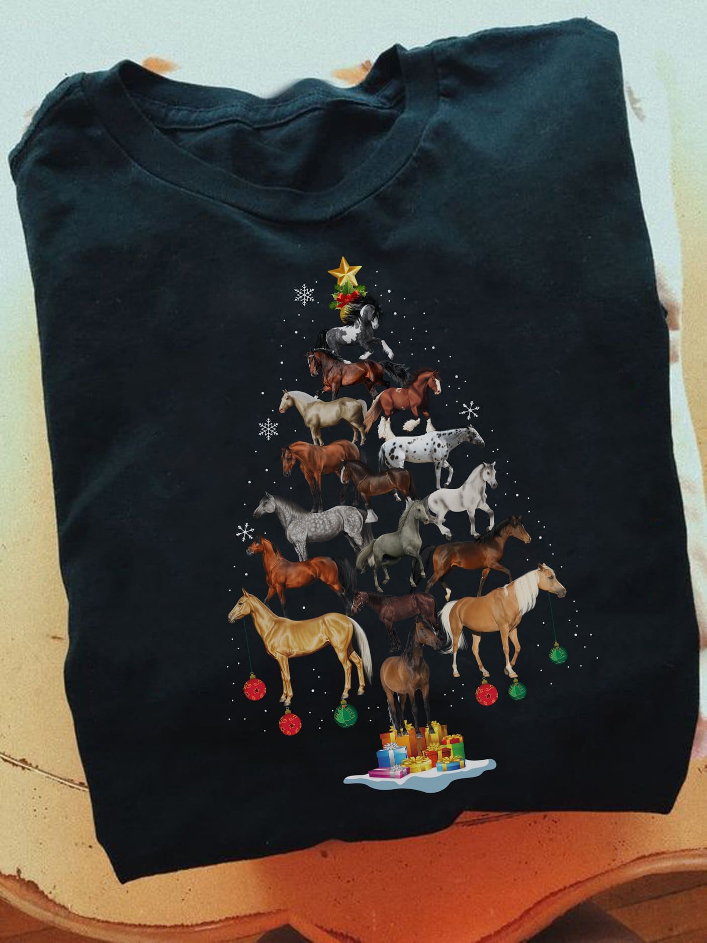 Horse Christmas tree - Have little merry Christmas, Christmas day with horses