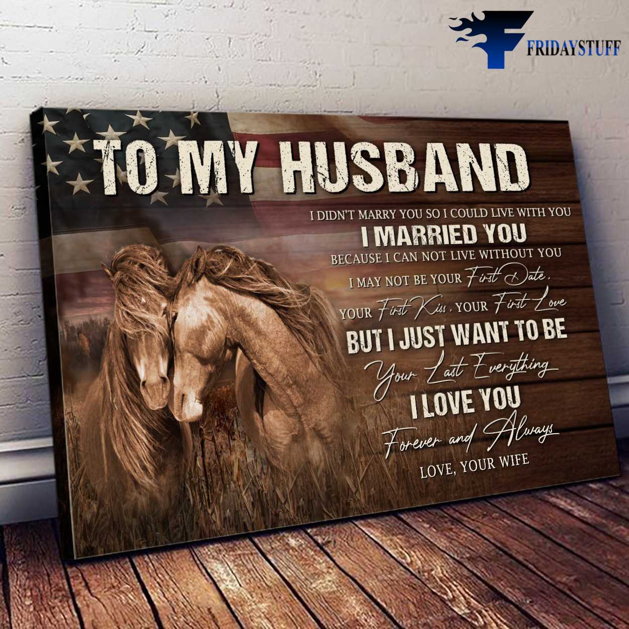 Horse Poster, American Horse, To My Husband, I Didn't Marry You So I Could Live With You, I Married You Because I Can Not Live Without You, I May Not Be Your First Date