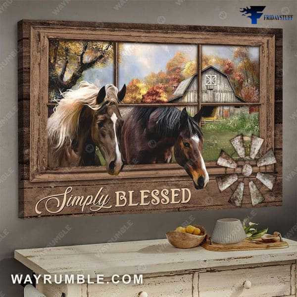 Horse Poster, Horse Window Decor, Simply Blessed