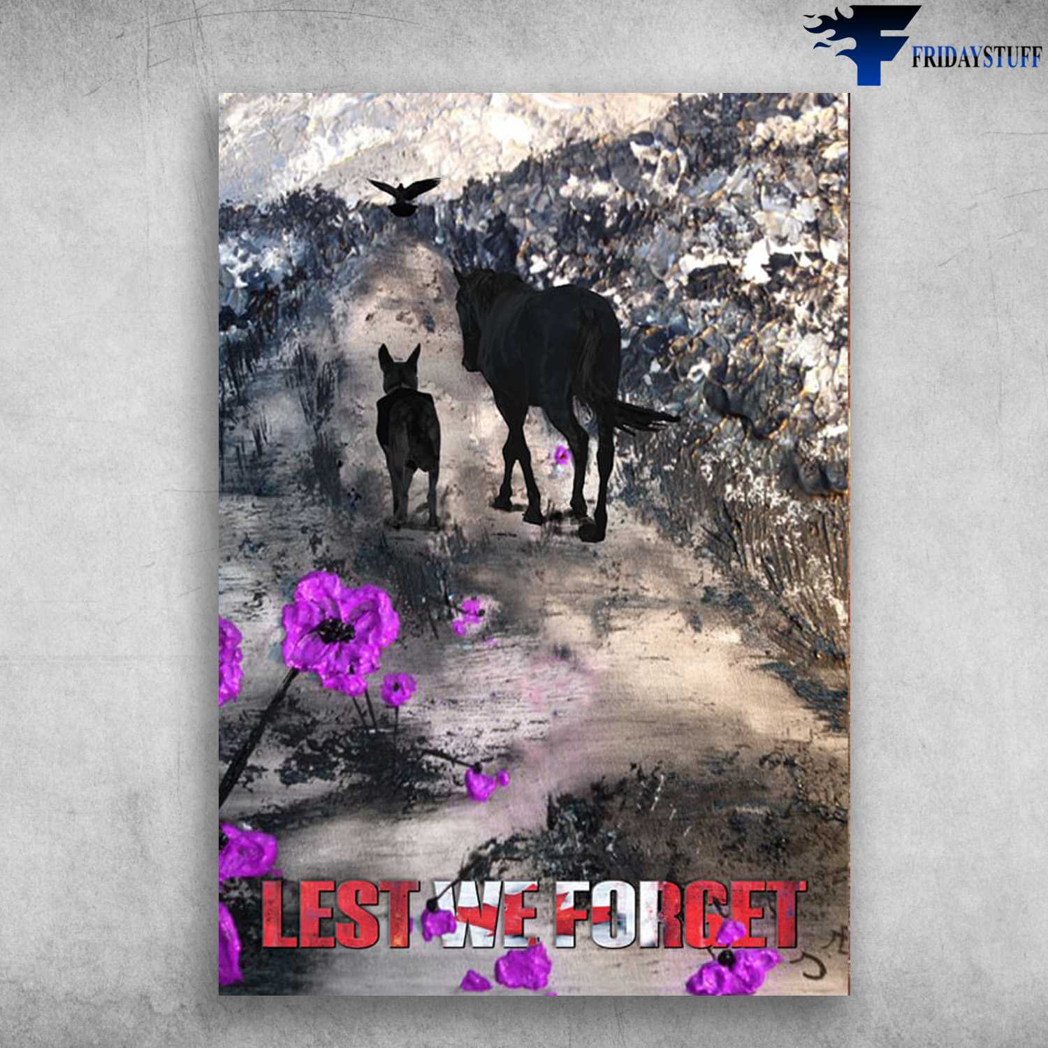 Horse Poster, Wall Art Decor, Animals Served In The War Poster Purple Poppy Lest  We Forget Poster Memorial - FridayStuff