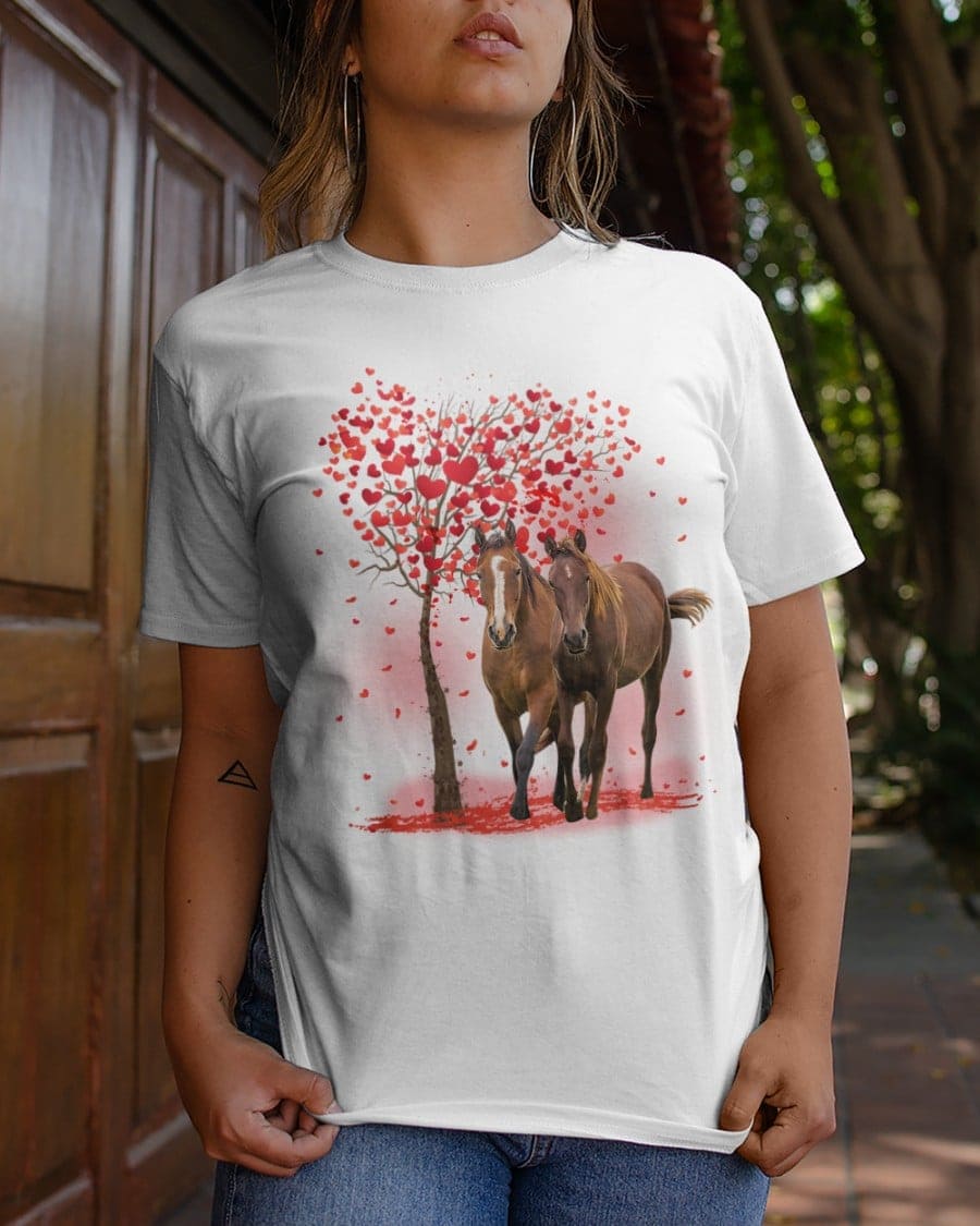Horse couple T-shirt - Gift for valentine day, horse graphic T-shirt