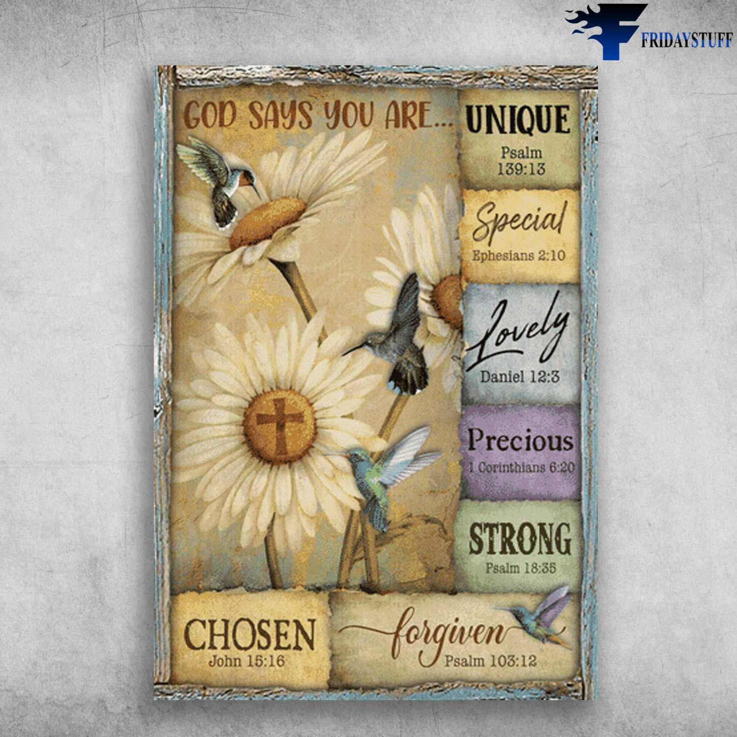 Hummingbird Poster, Hummingbird Flower, God Says You Are, Unique, Special, Lovely, Precious