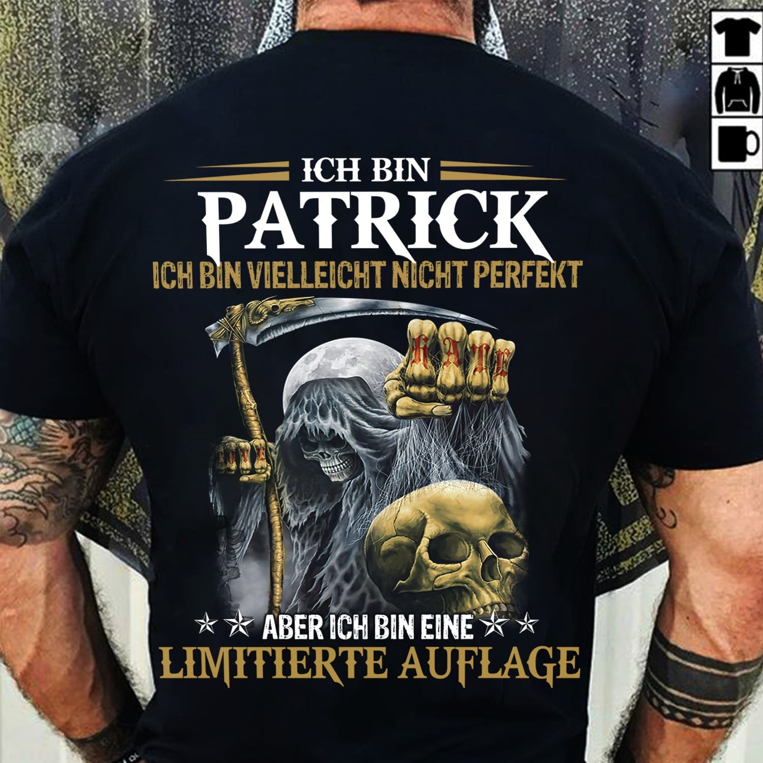 Inch bin patrick ich bin vielleight nicht perfekt - Black devil graphic, Halloween horror T-shirt