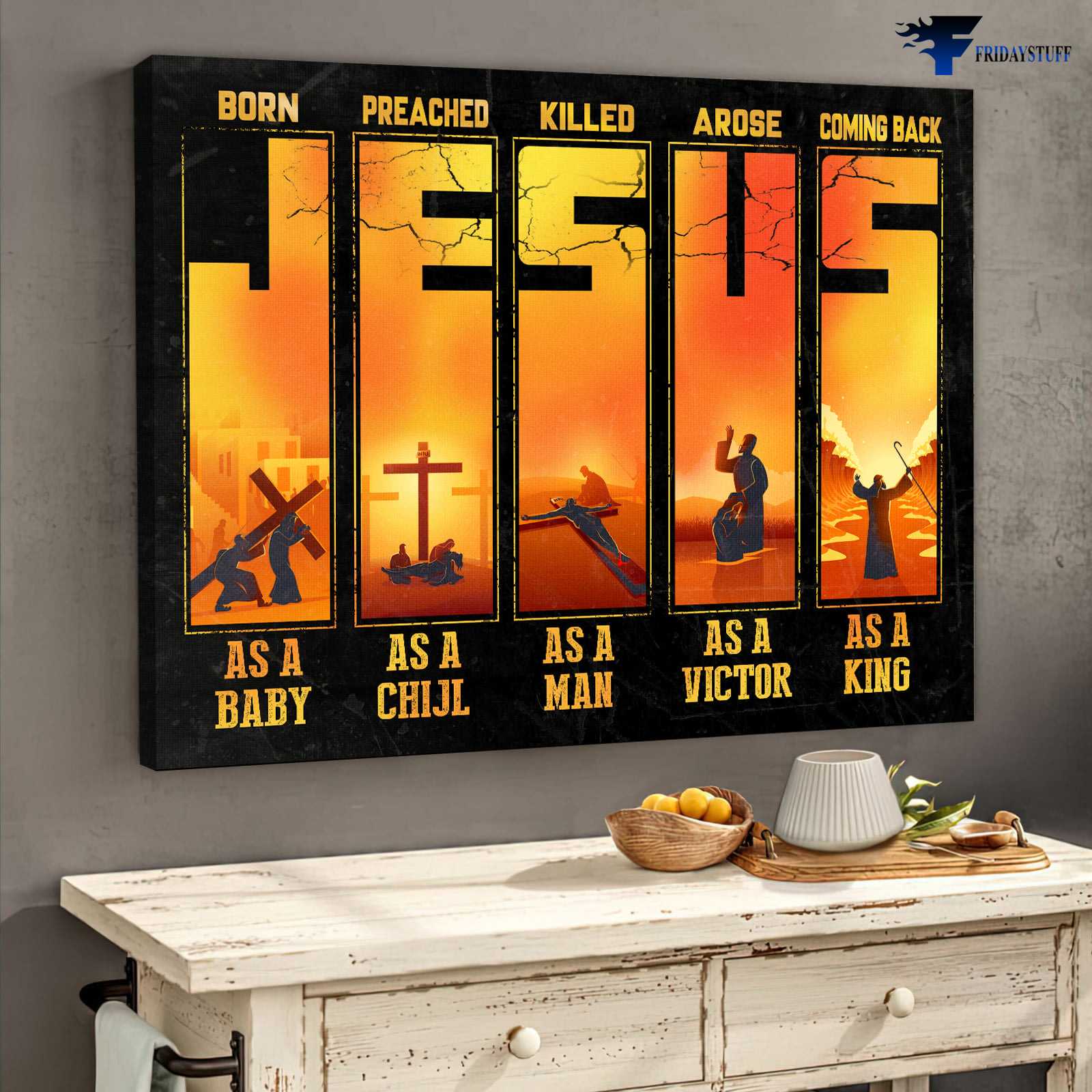 Jesus Poster, God And Lamb, Born As Baby, Preached As A Child, Killed As A Man, Arose As A Victor, Coming Back As A King
