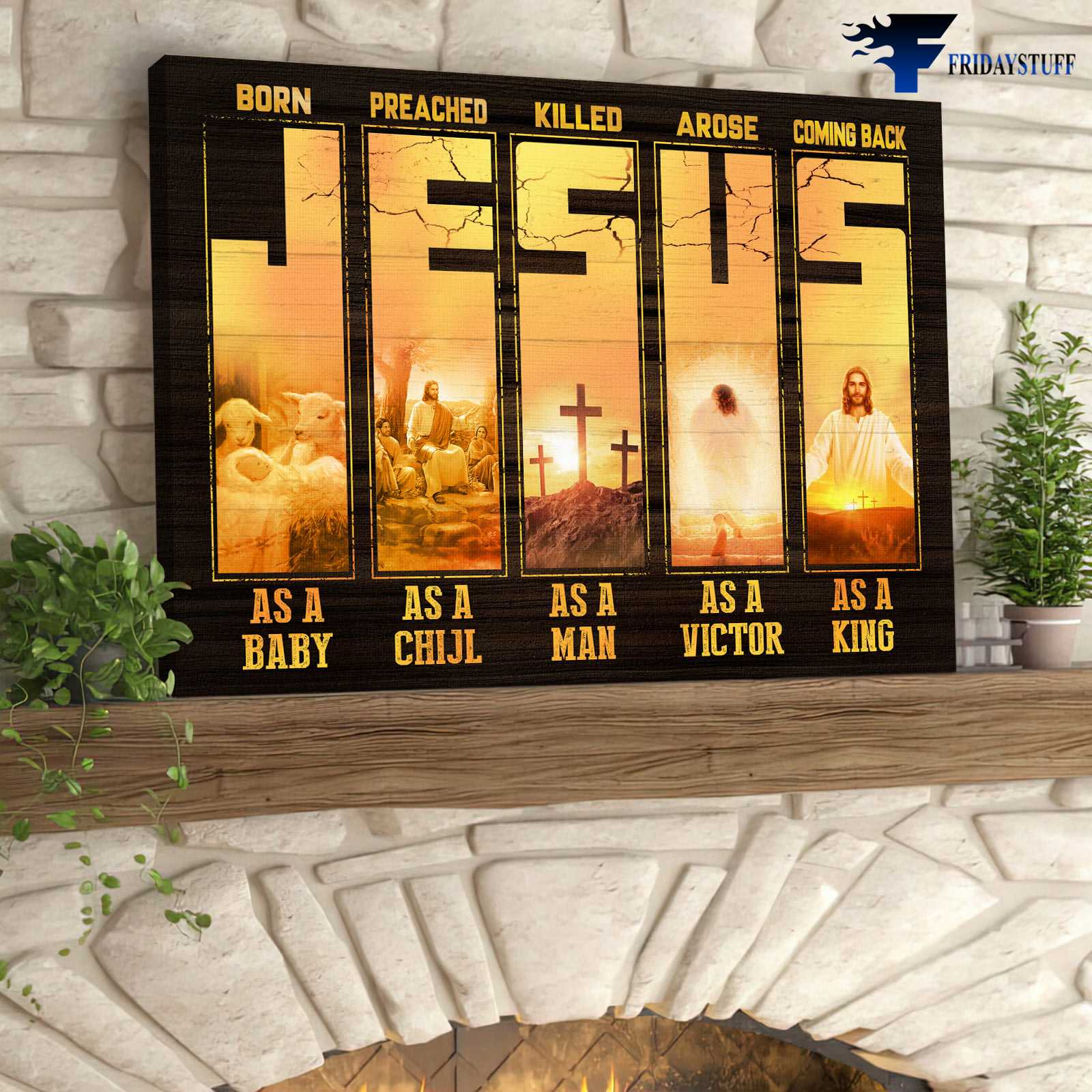 Jesus Poster, Jesus And Lamb, Born As Baby, Preached As A Child, Killed As A Man, Arose As A Victor, Coming Back As A King
