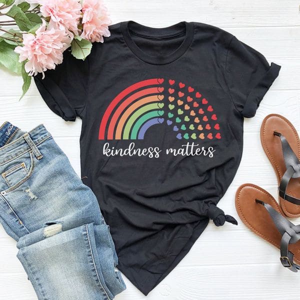 Kindness matters - Spread kindness, Rainbow graphic T-shirt