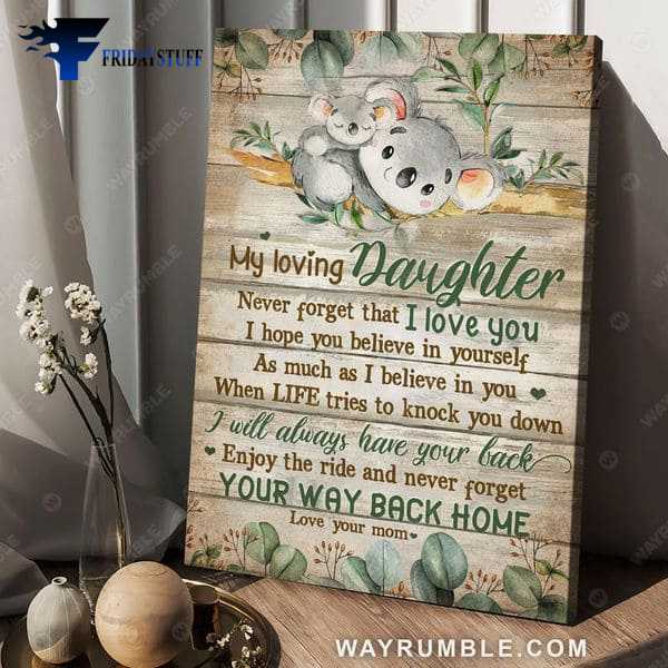 Koala Poster, Mom And Daughter, My Loving Daughter, Never Forget That, I Love You, I Hope You Believe In Yourself, As Much As I Believe In You