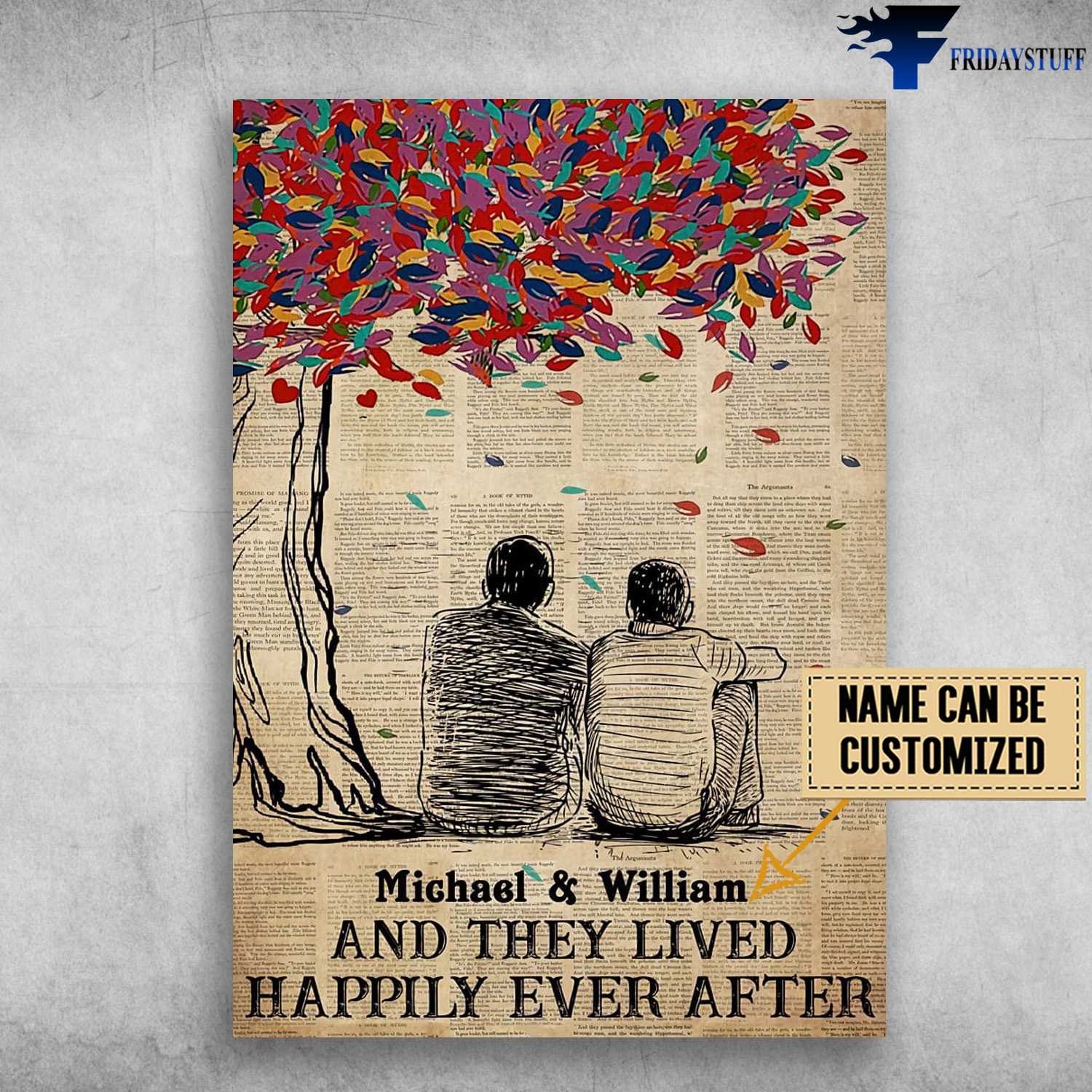 LGBT Gift, LGBT Poster, And They Lived, Happily Ever After