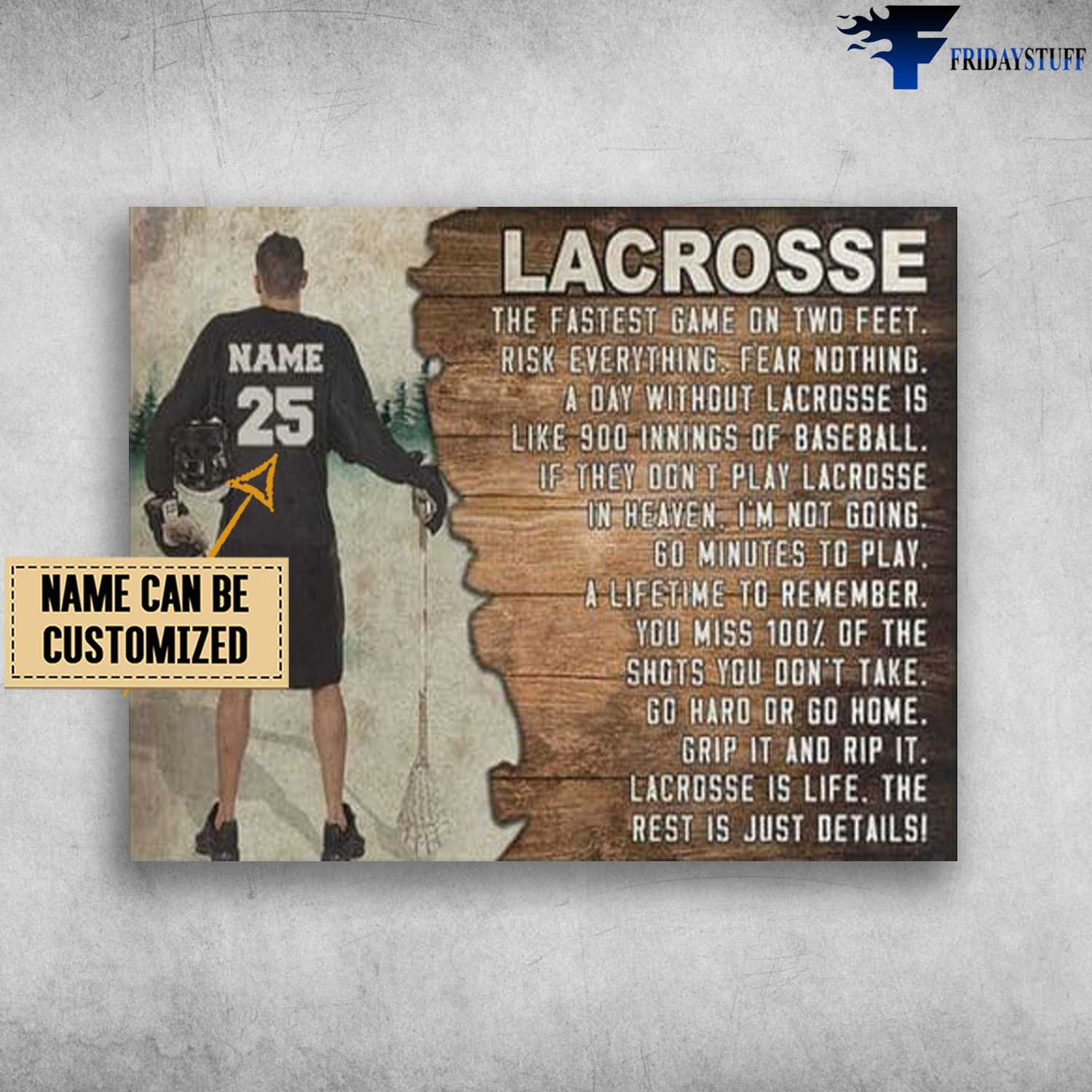 Lacrosse Poster, Lacrosse Decor, The Fastest Game On Two Feet, Risk Everything, Fear Nothing, A Day Withour Lacrosse Is, Like 900 Innings Of Baseball