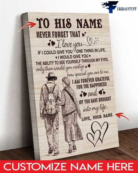 Love Poster, Gift For Lover, Never Forget That, I Love You, If I Could Give You One Thing In Life, I Would Give You, The Ability To See Yourself, Through Your Eyes