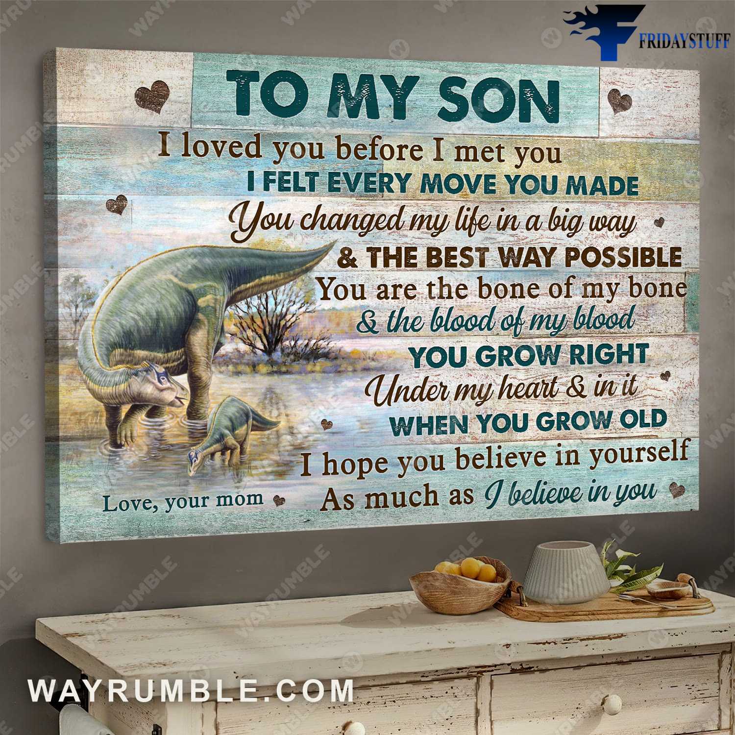 Mom And Son, Dinosaur Poster, To My Son, I Loved You Before I Met You, I Felt Every Move You Made, You Changed My Life, In A Big Way