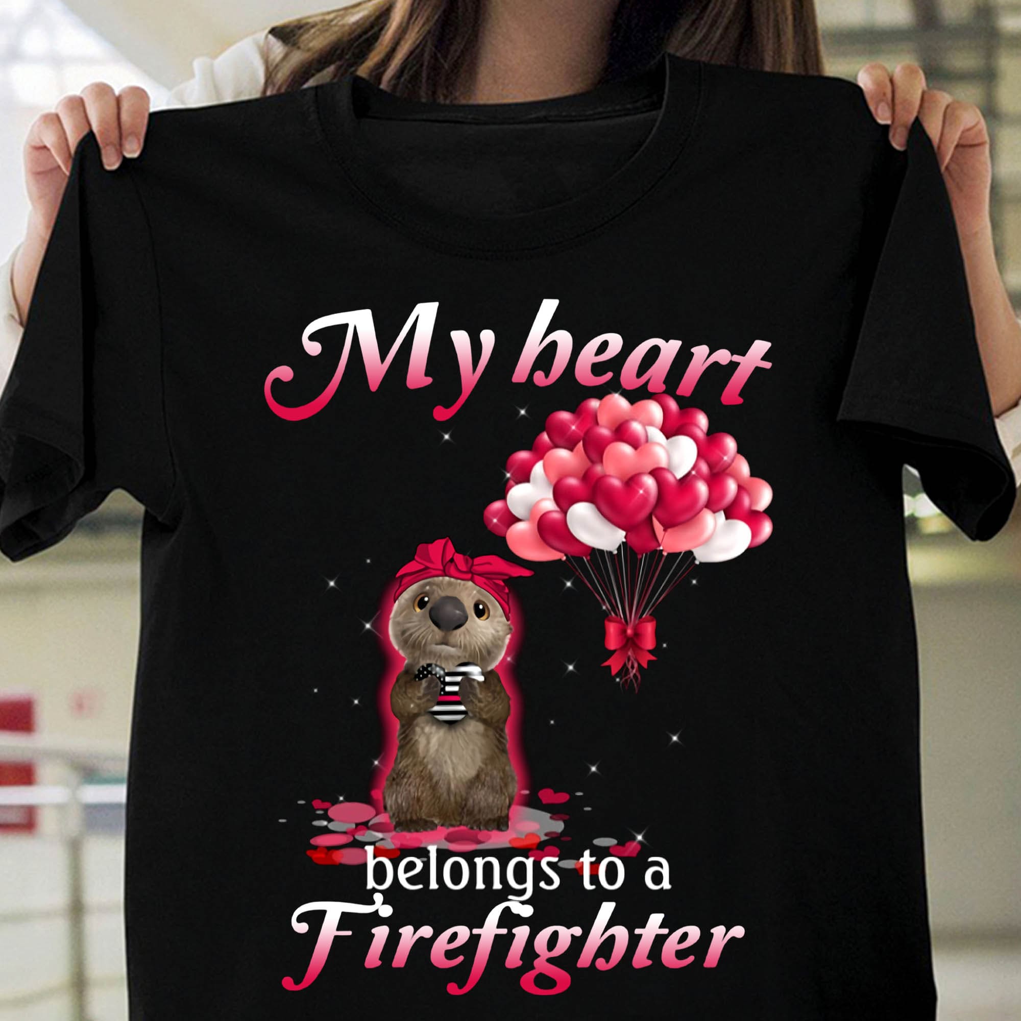 My heart belongs to a firefighter - Valentine gift for firefighter, gorgeous beaver