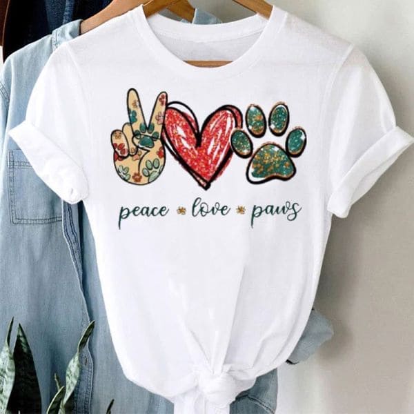 Peace love paws - Gift for dog lover, Cat paws T-shirt