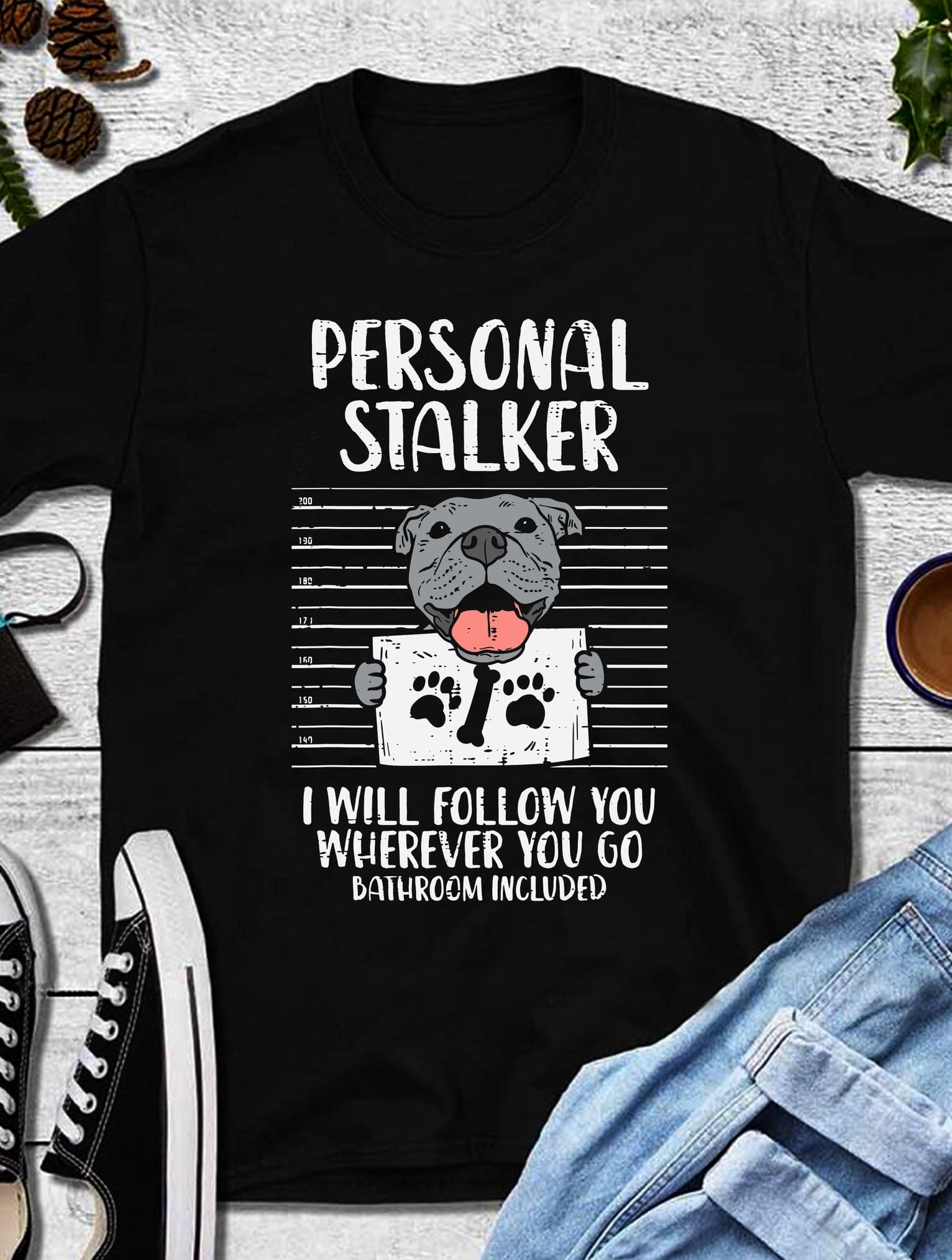 Personal stalker - Pitbull dog the stalker, gift for dog person