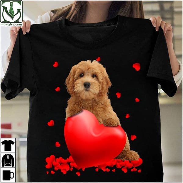 Red Goldendoodle Dog Valentine's Hearts Shirt