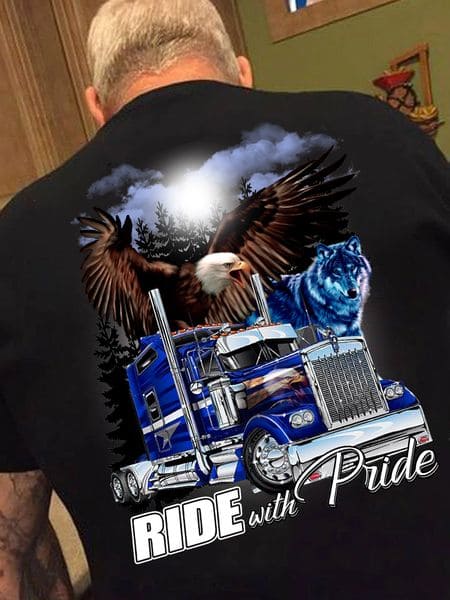 Ride with pride - Eagle and wolf, Gift for the trucker