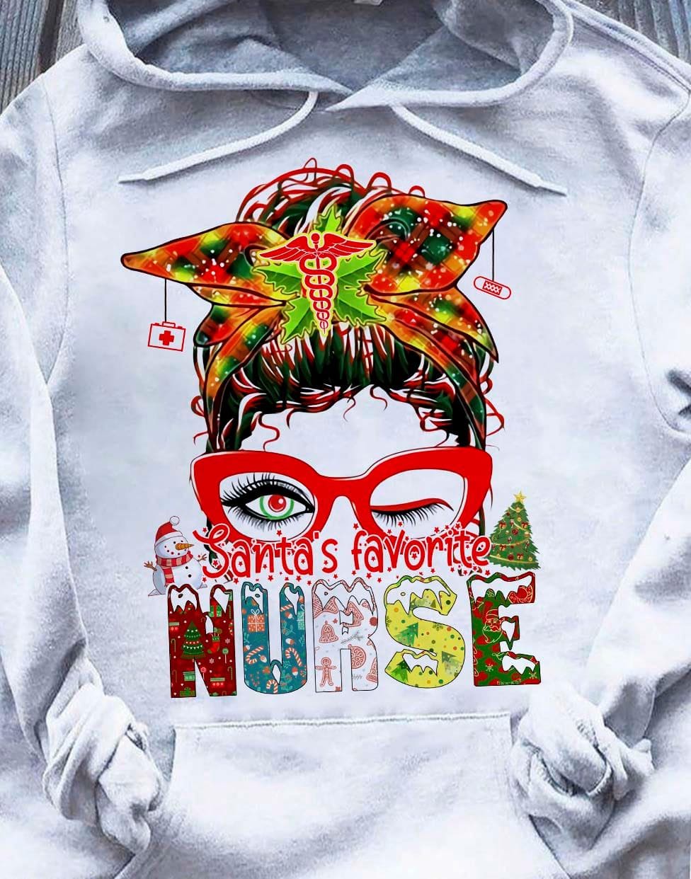 Santa's favorite nurse - Christmas gift for nurse, Christmas ugly sweater