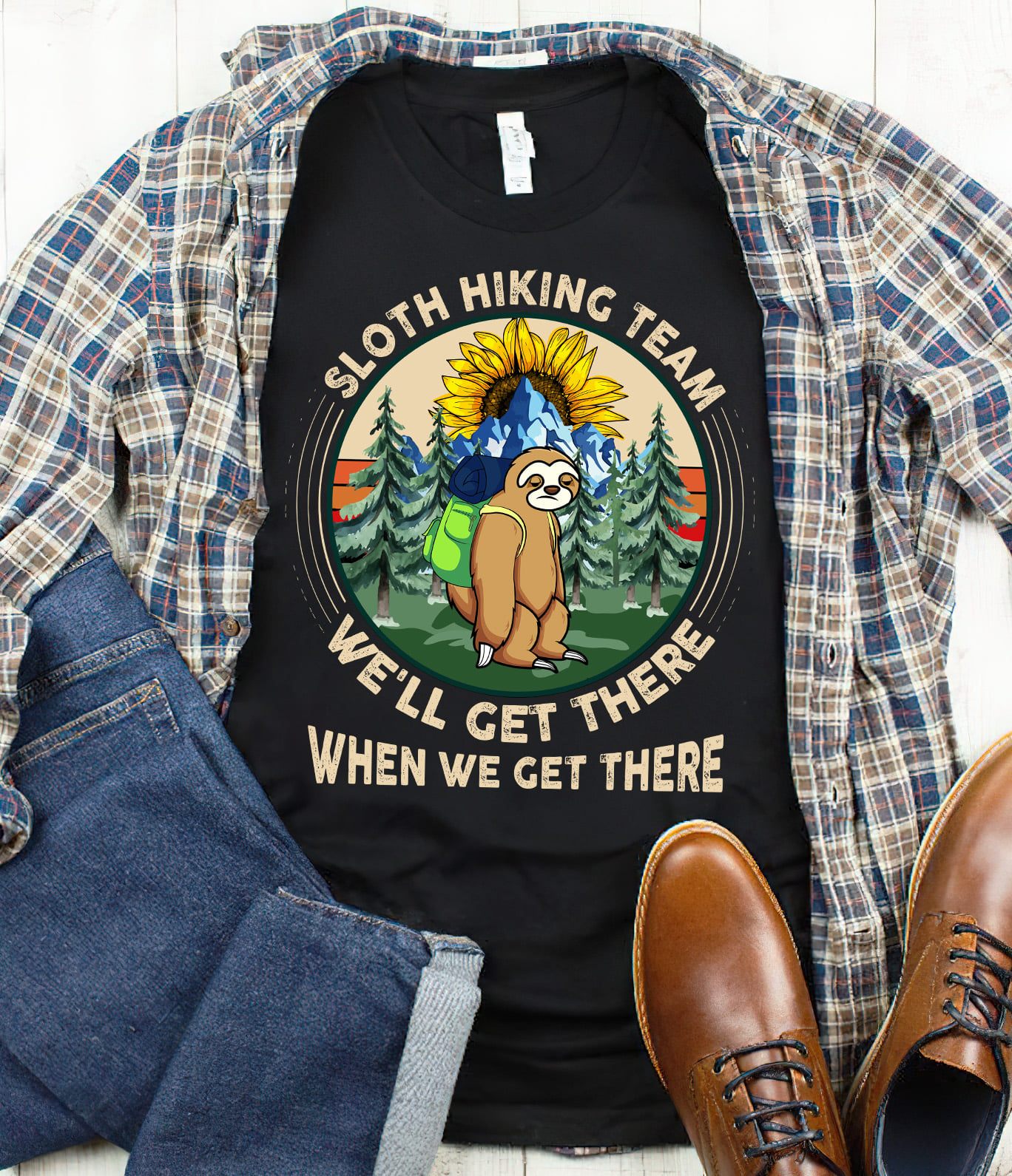 Sloth hiking team - Gift for hiking people, sloth go hiking
