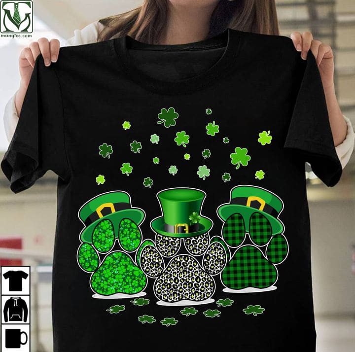 St patrick day T-shirt - Gift for Irish, Dog paw St Patrick