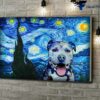 Starry Night, Dog Lover, American Pit Bull, Butterfly And Dog