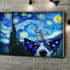 Starry Night, Dog Lover, Corgi Dog, Butterfly And Dog
