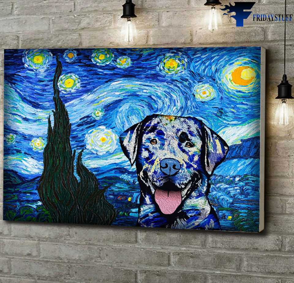 Starry Night, Dog Lover, Dog Art, Butterfly And Dog