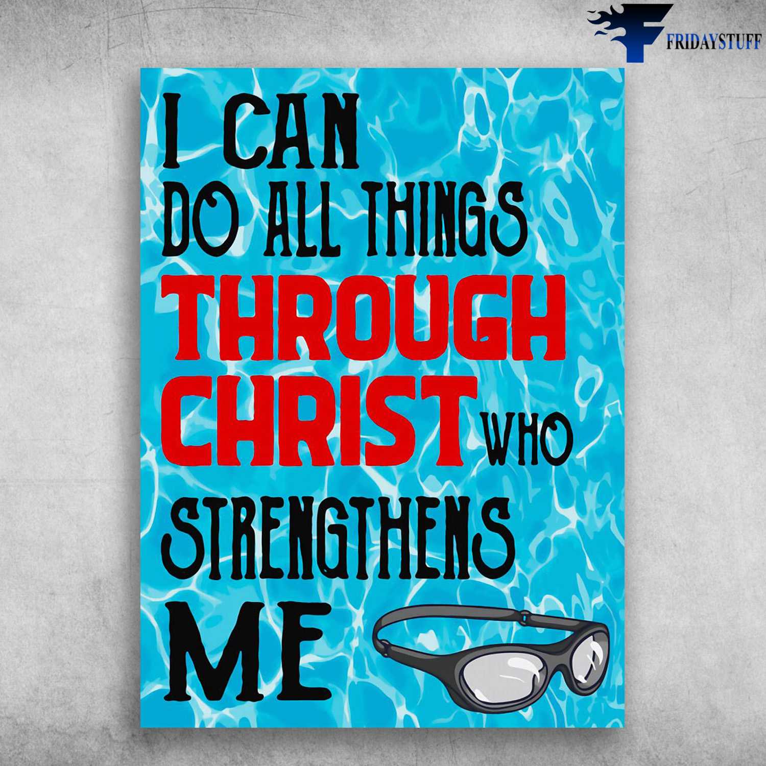 Swimming Poster, Swimming Pool, I Can Do All Things, Through Christ, Who Strengthens Me