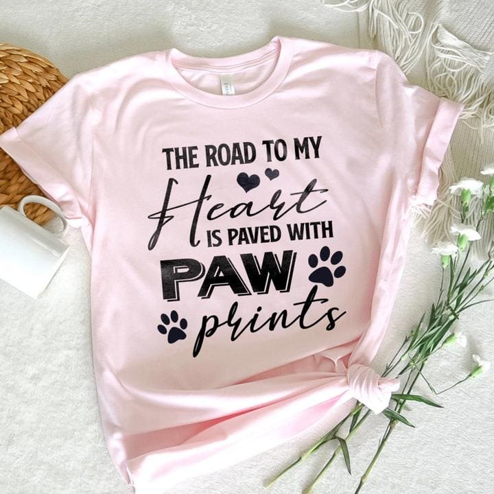 The road to my heart is paved with paw prints - Dog footprint, gift for dog lover