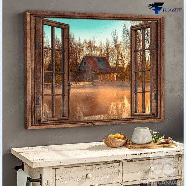 Window Poster, House Scenery, Wall Decor