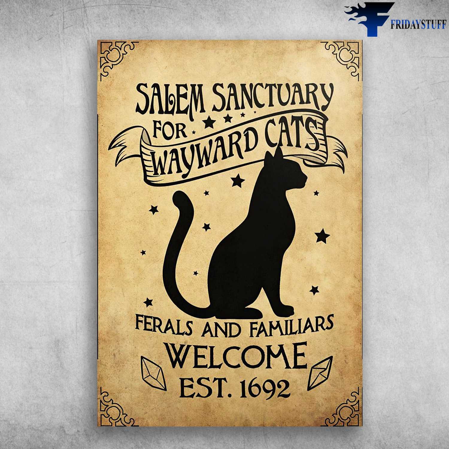 Witch Poster, Black Cat, Salem Sanctuary, For Wayward Cats, Ferals And Familiars