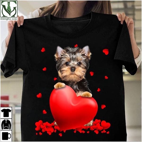 Yorkshire Terrier Dog Valentine's Hearts Shirt