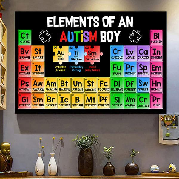 Elements Of An Autism Boy, Knowledge Poster, Autism Poster - FridayStuff