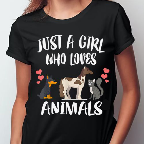 Just A Girl Who Loves Animals, Dog Lover, Horse And Cat - FridayStuff