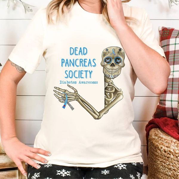 dead pancreas society diabetes awareness ribbon skeleton - FridayStuff